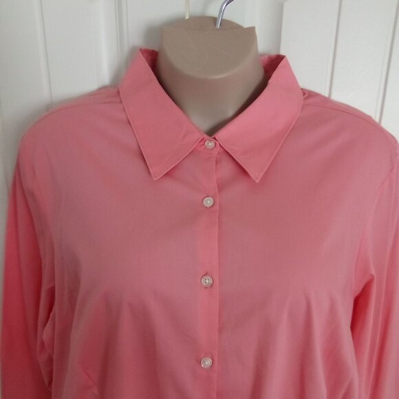 George Woman Stretch Pink Button-Up Long Sleeve Shirt - Picture 3 of 7